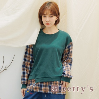 betty’s貝蒂思(15)假兩件拼接格子布上衣(綠色)