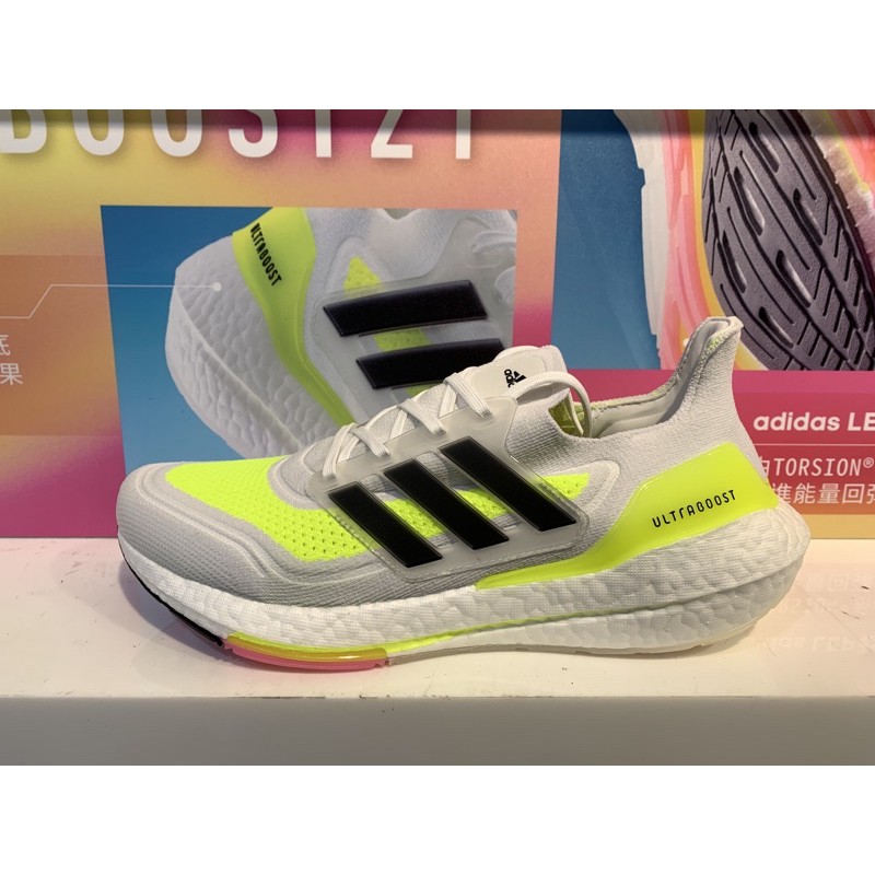  Adidas UltraBoost 21 BOOST 白 螢光 貝克漢 馬牌 男鞋 FY0377