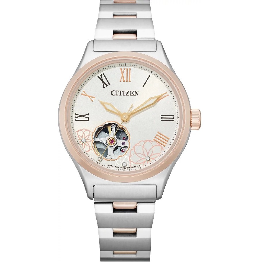 Citizen 星辰錶 XC 牡丹花 機械女錶 PC1008-89A 錶徑34MM