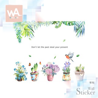 Wall Art 現貨 促銷 無痕設計壁貼 辦公室佈置 創意裝飾 北歐 蕨類 植物 清新 盆栽 水彩 手繪 82026