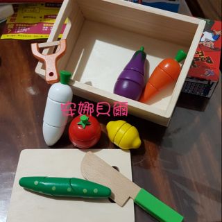 木製 磁鐵 蔬菜水果切切樂 蔬菜切切樂 木製切切樂 磁性蔬菜切切樂 小廚師 / 桌遊 辦家家酒 【安娜貝爾】