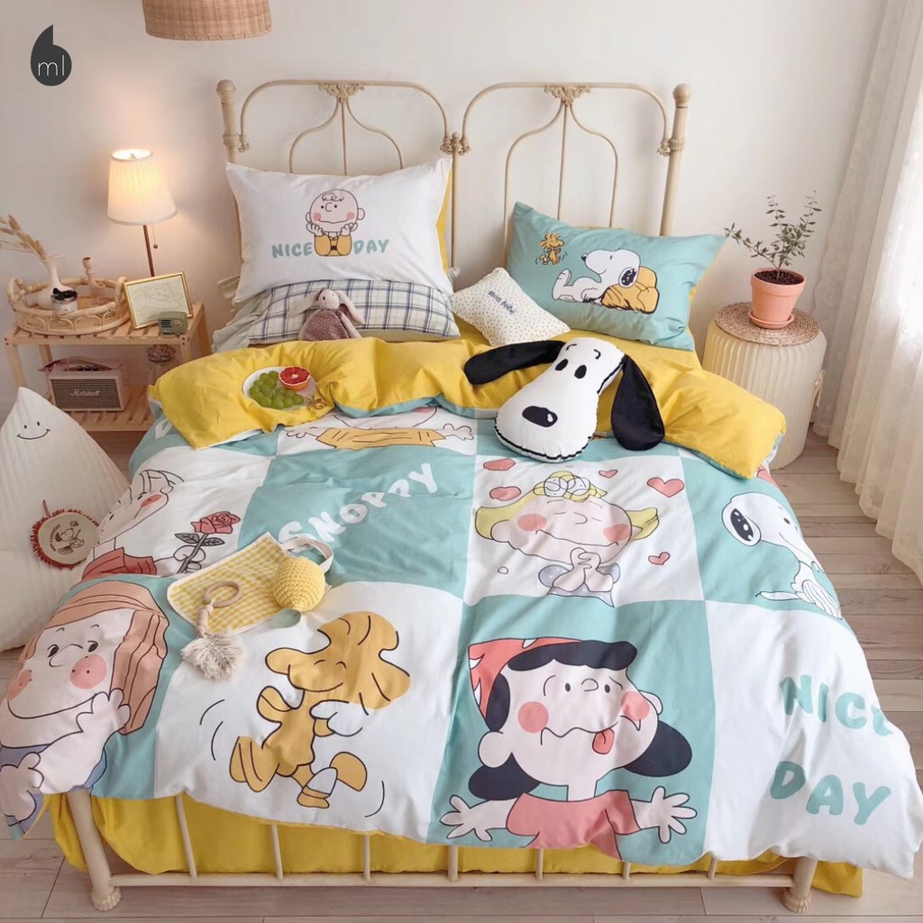 Ml 純棉snoopy史努比床包四件組 雙人四件組 雙人加大四件組 單人三件組 查理布朗床包 露西 寢具 純棉床包