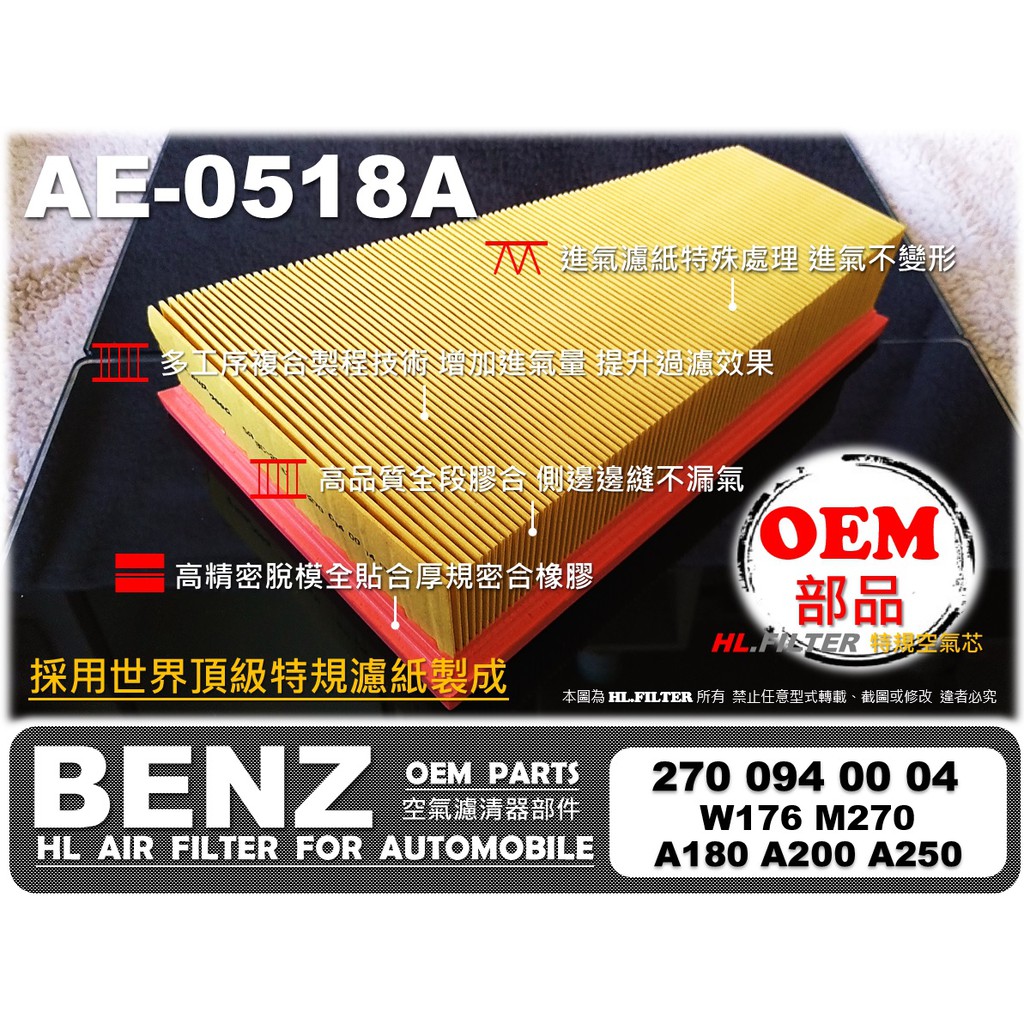 【AF】BENZ W176 A180 A200 A250 M270 原廠 正廠型 空氣芯 空氣濾清器 引擎濾網 空氣濾網