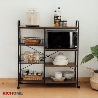 RICHOME SH549 真好用置物架(防潑水)-胡桃木色 廚房架 置物架 電器架 展示架 層架