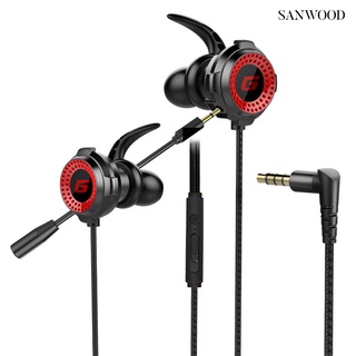 sanwood G20遊戲耳機電競帶麥3.5mm插拔遊戲手游動圈耳機入耳式手機電腦通用有線網絡帶麥無延遲遊戲耳機