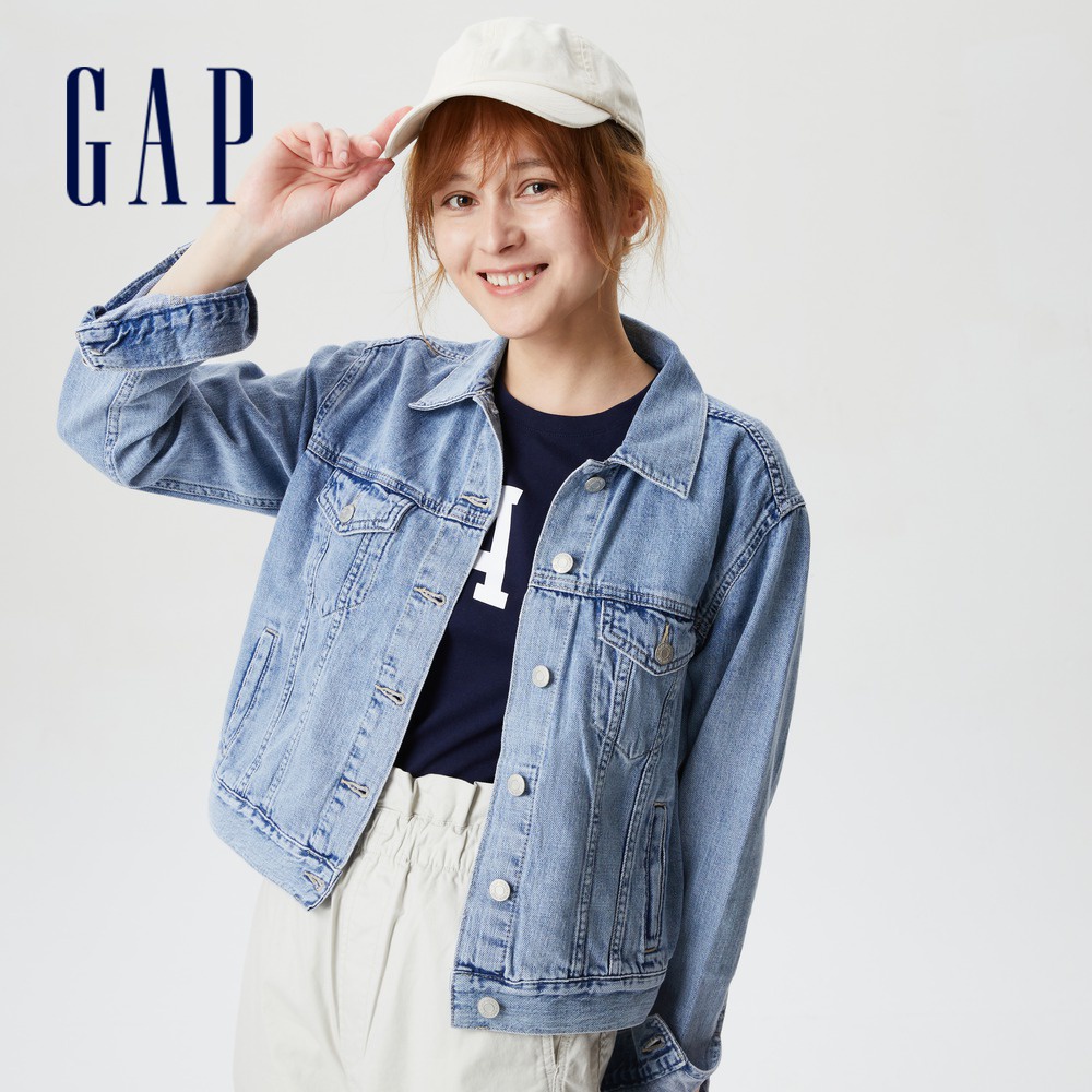 Gap 女裝 短版牛仔外套-淺色水洗(832852)