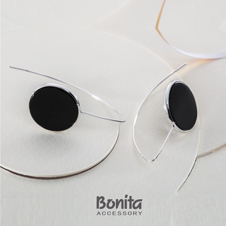 【Bonita】黑色沉默【925純銀】耳掛耳環-710-9515