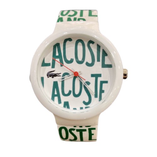 LACOSTE鱷魚品牌LOGO圖騰休閒腕錶 白x綠-L2020055