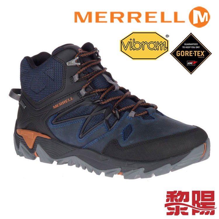 MERRELL 美國 ALL OUT BLAZE2MID GTX 防水多功能健行鞋男 深藍/橘 登山鞋33ML42423