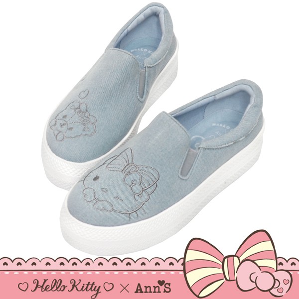 HELLO KITTY X Ann'S 花園系列牛仔布厚底懶人鞋-藍