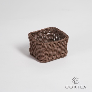 CORTEX 編織籃 仿藤籃 小方籃W14 深咖啡色