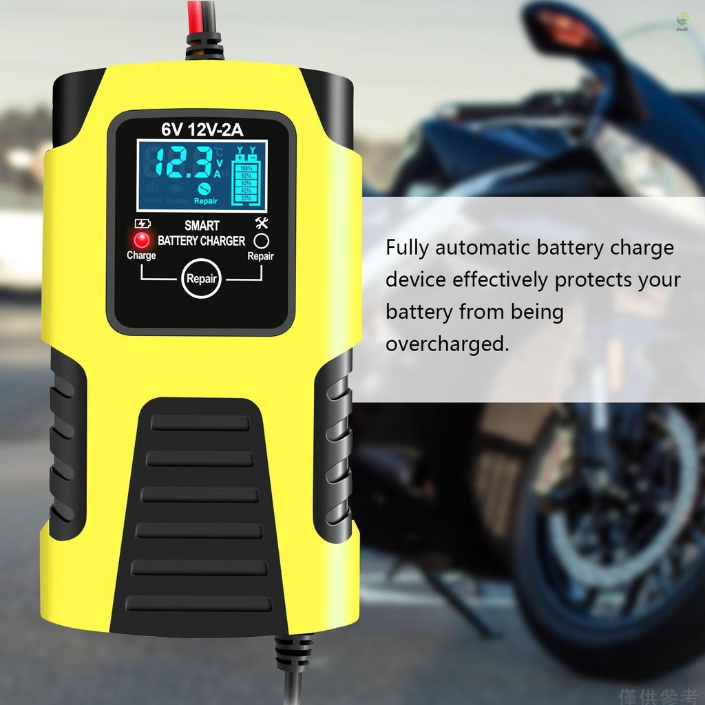 Ikoktw 摩托車電池充電器 6V / 2A 12V / 2A 全自動智能電池充電器維護者便攜式 Trick 流充電器