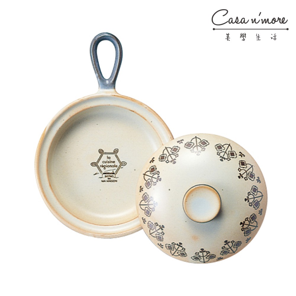 Meister Hand COOKPAN 單柄陶製烤盤 (含蓋) 平底鍋 餐盤 白色花 日本製 [美學生活]