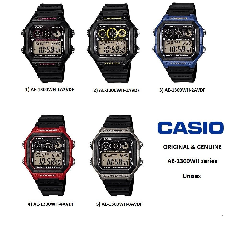 CASIO 卡西歐 10年電力 防水100米、世界時間、計時碼錶、9組計時器 AE-1300WH//五色可選