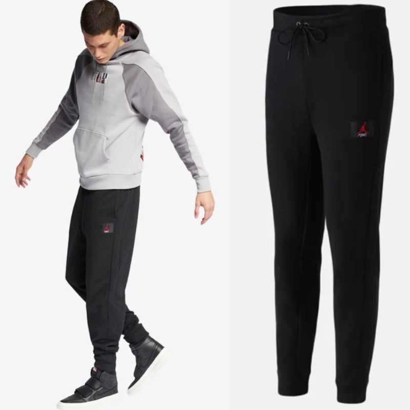 【現貨】Nike Air Jordan 黑紅綉標 縮口棉褲 運動休閒針織長褲 BQ7967-010