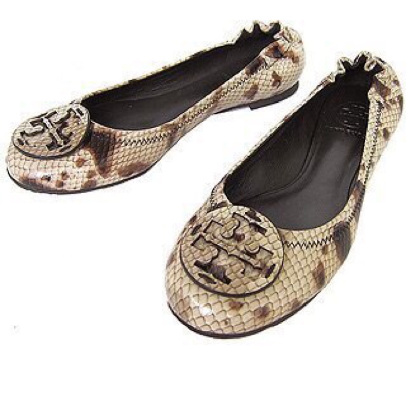 特價 正品 TORY BURCH 蟒蛇紋 蛇皮 圖騰 平底鞋 娃娃鞋 (九成新) 部落客 Jen's rack