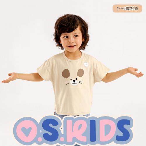 日本🇯🇵 OSKIDS 童裝現貨 全新 小老鼠 圓弧下擺 純棉短袖T (100cm-120cm)