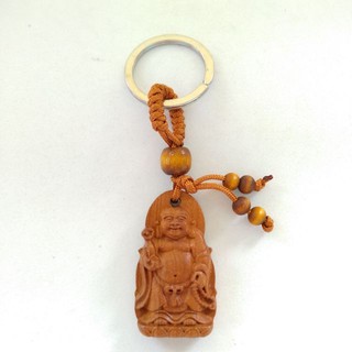 [美藝藝品]財神彌勒佛 如意佛 桃木鑰匙圈立體汽車鑰匙圈 鑰匙扣 包包吊飾
