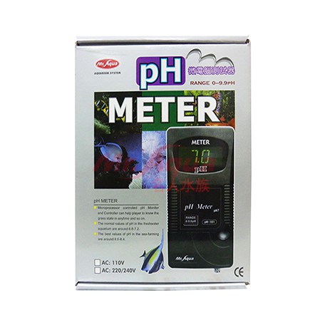 水質 MRAQUA PH微電腦測試器（防潑水型）PH7校正液一瓶、PH電極、調整棒、說明書、水族箱壁掛鉤 淡水 海水