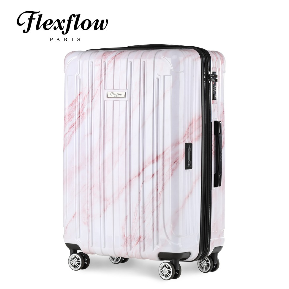 Flexflow 玫瑰粉大理石 里爾擴充系列29吋 智能測重防爆拉鍊旅行箱