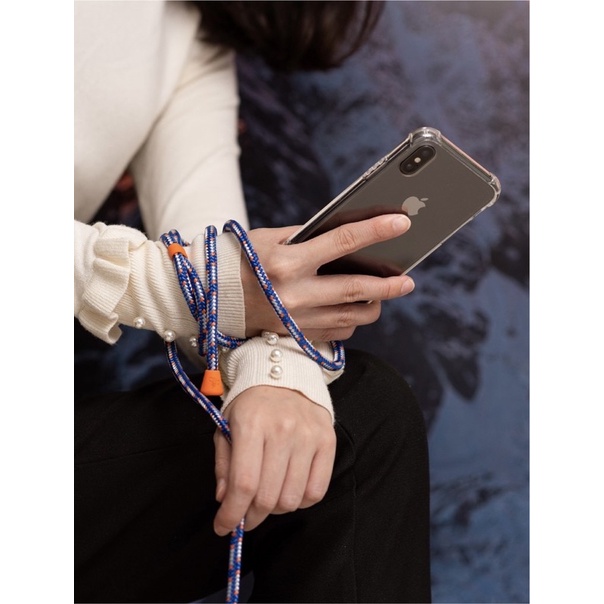 新加坡 Besbes 抗敏感編織揹繩手機殼 - iPhone 12/12pro Apex 全盛時期 藍橘配色