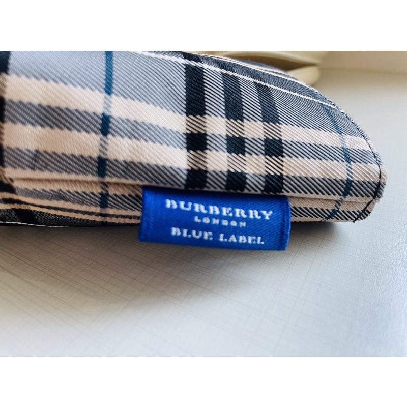 日本藍標burberry blue label 藍色格紋 水餃包