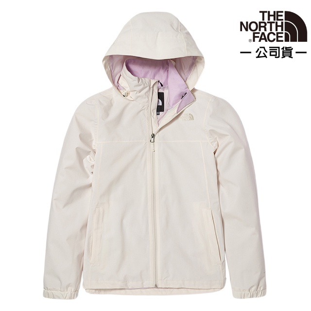 【The North Face】女 款3效能防水透氣防風耐磨連帽外套(亞洲版型)/夾克.風雨衣_米白_5AZZ