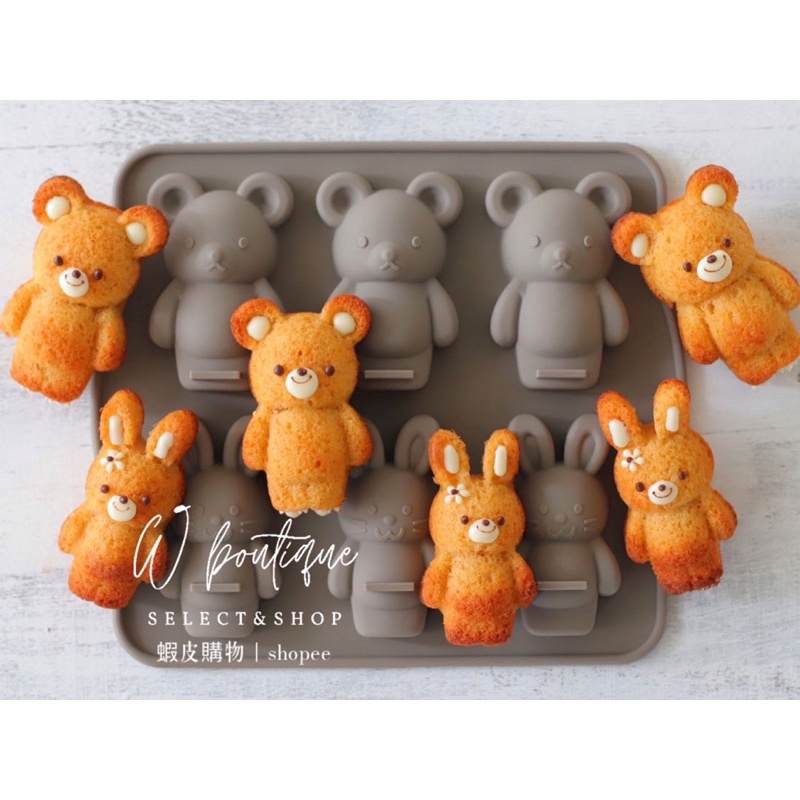日本 cotta 矽膠蛋糕模瑪德蓮模具製冰模具 森林熊熊兔兔造型烘培模具