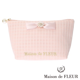 Maison de FLEUR 花園寶石系列格紋蝴蝶結方形手拿包(8A21FJJ5300)