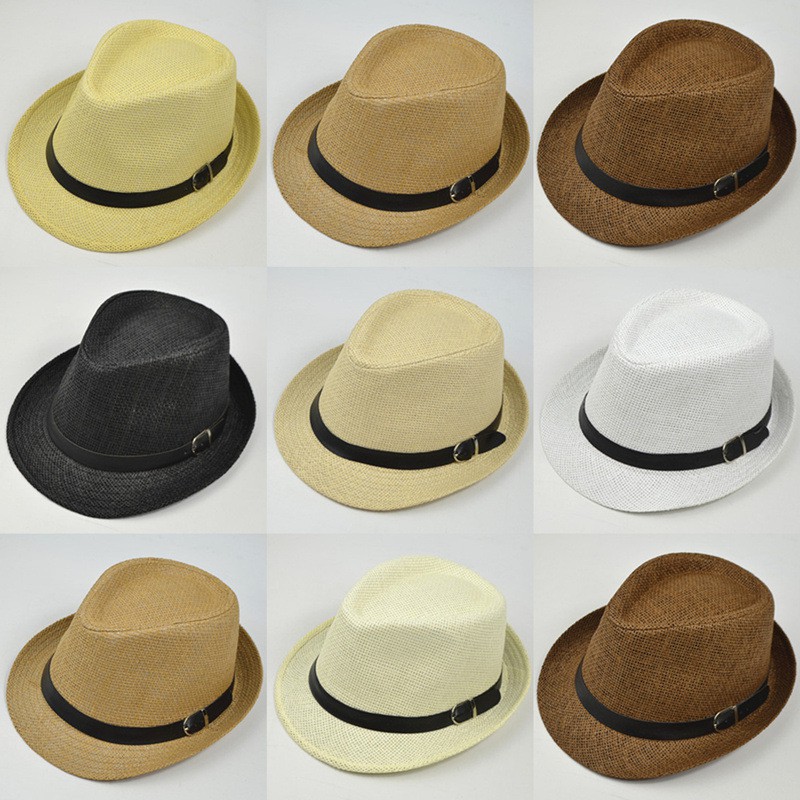 日本東京 原宿高品質皮帶扣環邊 棉麻混紡 爵士帽 5色可選 速乾透氣遮陽帽