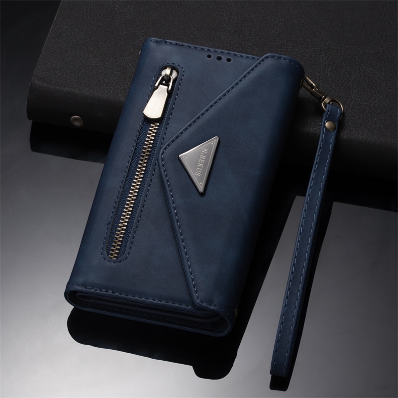 Redmi Note10 手機殼多卡槽拉鏈零錢包信封手機皮套小米10T lite 膚感背帶繩保護套