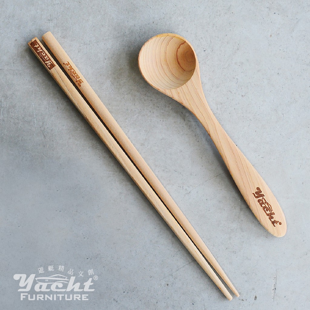 台灣檜木筷子小湯匙組合