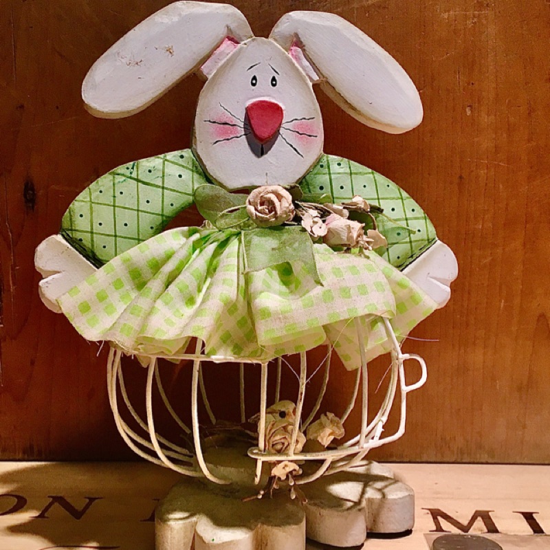 早期 園藝 木質兔子籠 乾燥花鐵籃 乾燥花盆 乾燥花鐵籠 乾燥花欄 鐵籠 兔子 兔兔 籠 欄 花籃 花籠