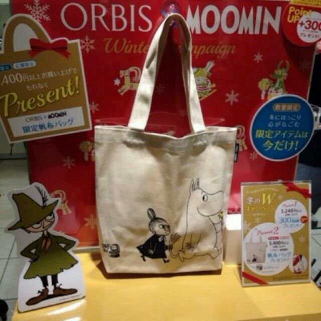 日本限定 ORBIS×MOOMIN 亞美與嚕嚕米上街去帆布包 托特包 便當袋 帆布袋
