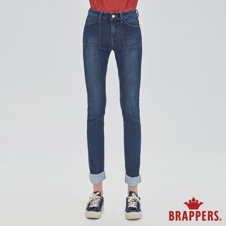 BRAPPERS 女款 新美腳 ROYAL系列-中腰彈性窄管褲-深藍