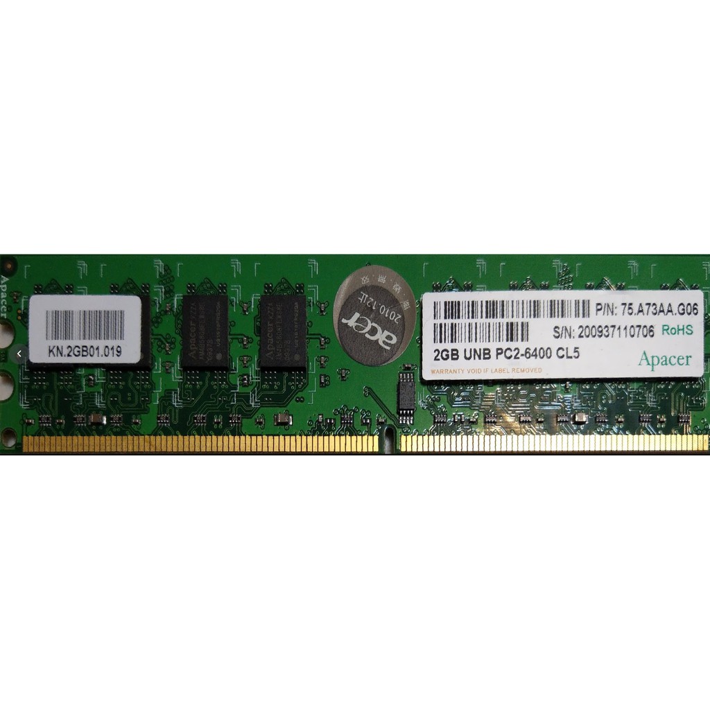 APACER 宇瞻2GB 2G DDR2-800 雙面UNB PC2-6400 CL5 | 蝦皮購物