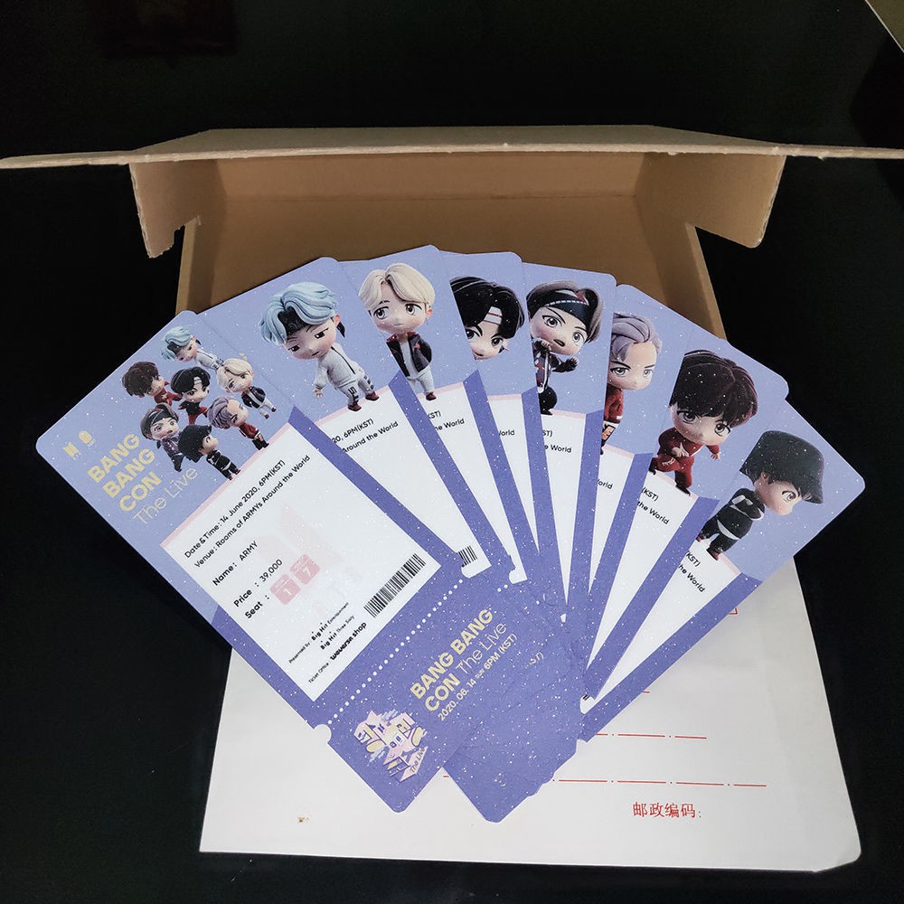 防彈少年雙面閃卡bangbang Con防彈少年團七周年演唱紀念票周邊銅版紙書簽 蝦皮購物