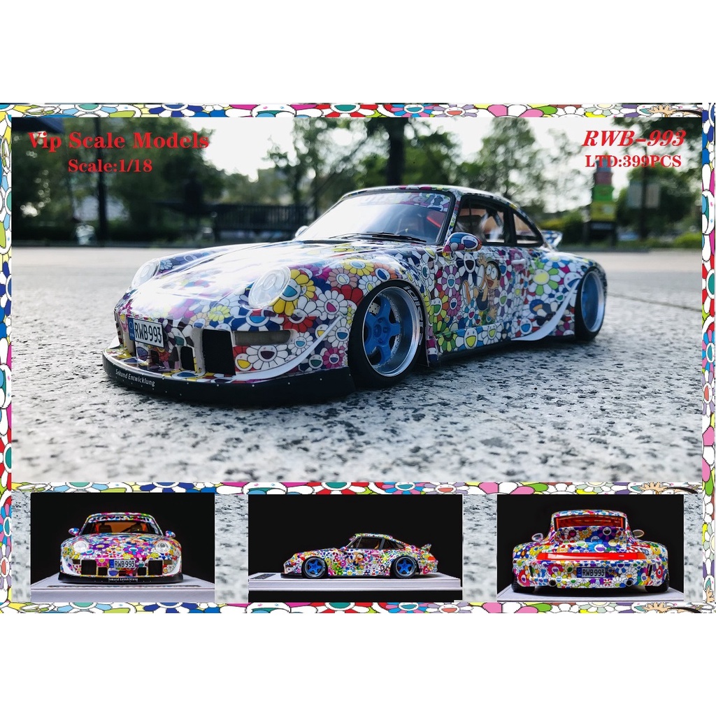 【模例】Vip model 1/18 Porsche RWB 993 鴨尾版 太陽花x卡通塗裝