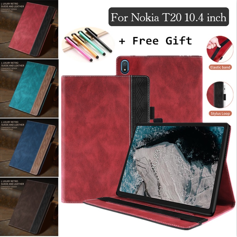 NOKIA 適用於諾基亞 T20 10.4 英寸復古兩色拼接豪華 PU 皮套保護套