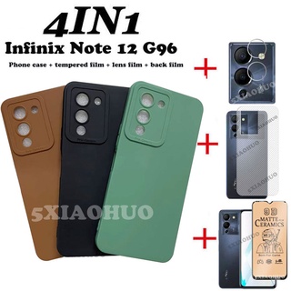 (4in1) Infinix Note 12 G96 糖果色軟矽膠手機殼+螢幕陶瓷膜+鏡頭膜+後蓋手機殼
