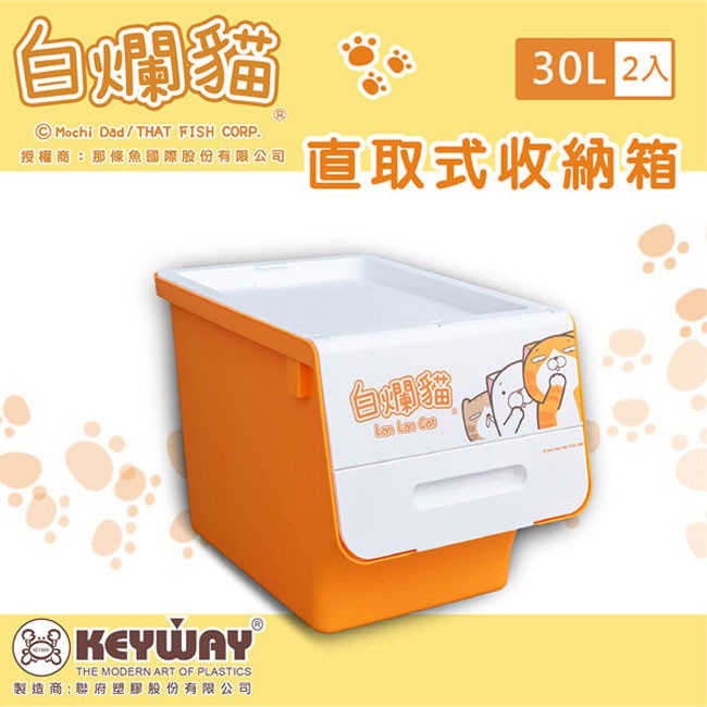 dayneeds白爛貓直取式大口收納箱30L【二入組】收納箱/整理箱/衣物收納箱/置物箱/整理箱/直取式/掀蓋/收納箱