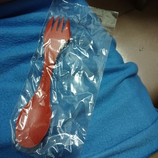 紅色塑膠湯匙叉子兩用組合