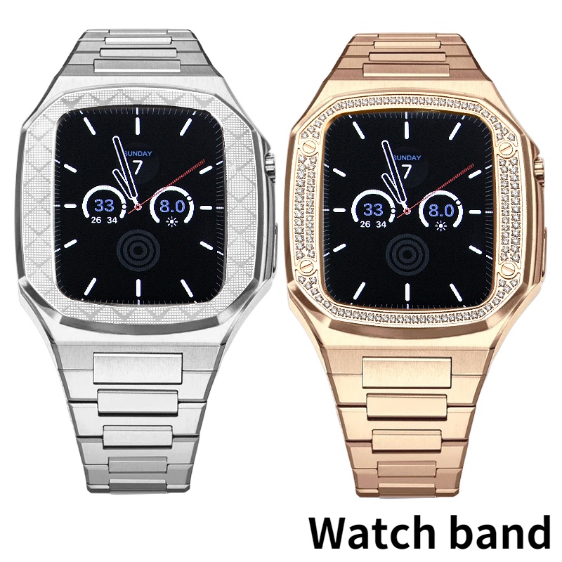 【全新】改裝套件AP金屬邊框適用Apple Watch 7 6 5 4 42mm 44mm 45mm錶殼框架金屬錶帶