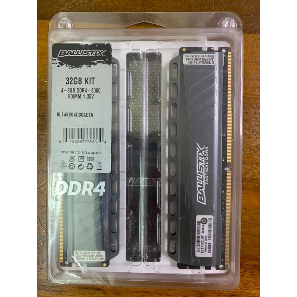 全新美光(Micron) DDR4(D4) 3000 32G-(8G*4)-(戰鬥版)四'通道 原廠終生保固