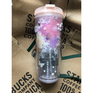 B現貨 韓國星巴克櫻花與蝴蝶粉紅色塑膠隨行杯355ml B2020017