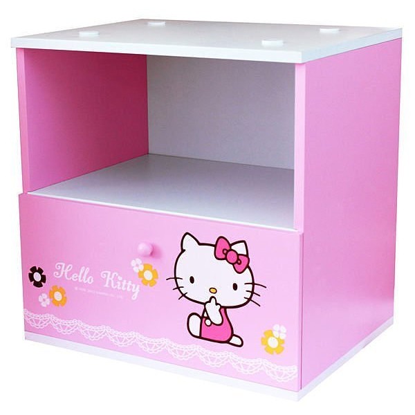 免組裝 正版授權 KT-0889 木製 Hello Kitty 床頭櫃 收納櫃 木製櫃 矮櫃 可堆疊