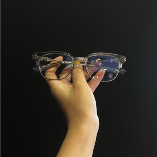 【全館免運】大銀家 精工 克羅 透明灰 十字 抗藍光 眼鏡 男女百搭 修型 眼鏡