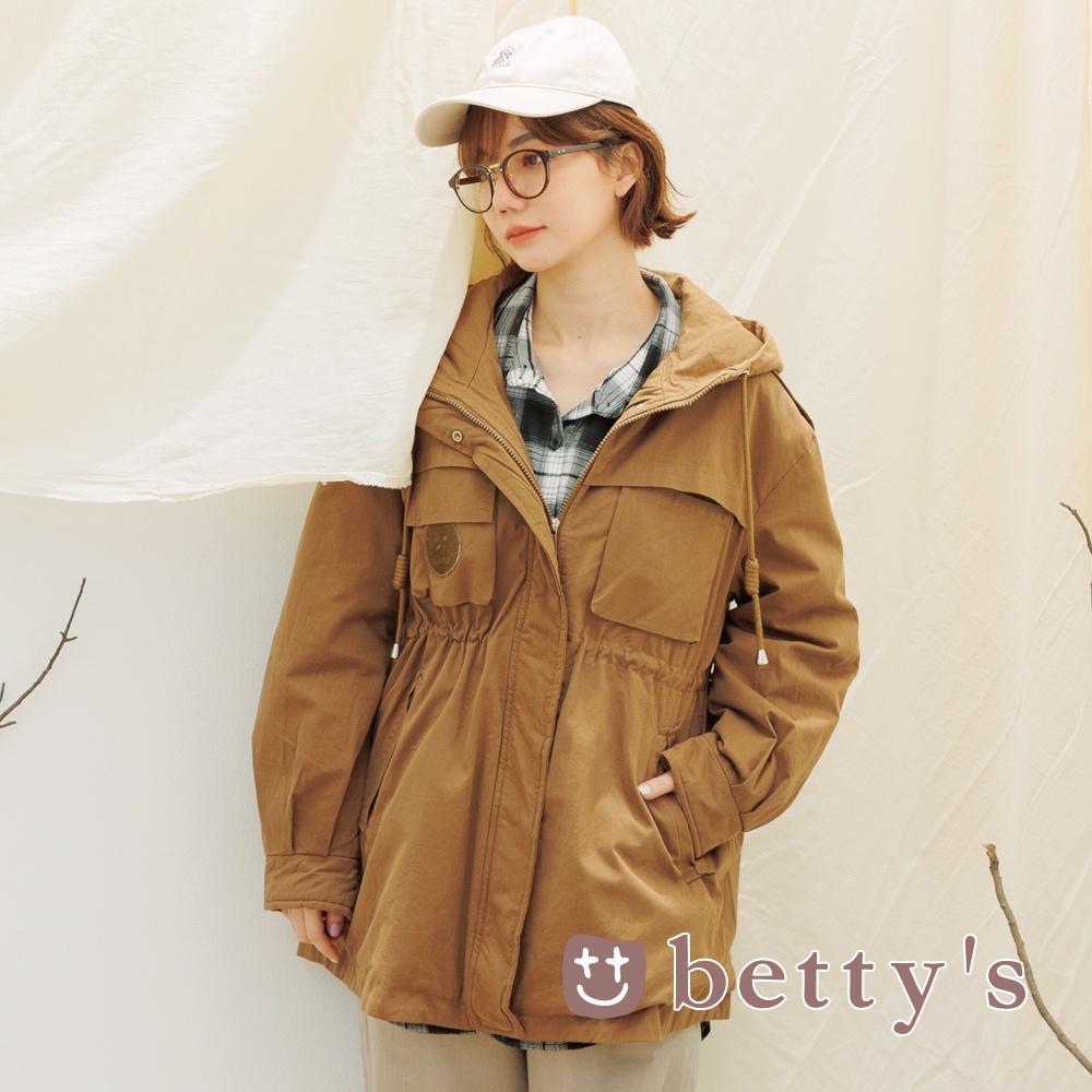 betty’s貝蒂思(15)內刷毛連帽工裝外套(咖啡色)