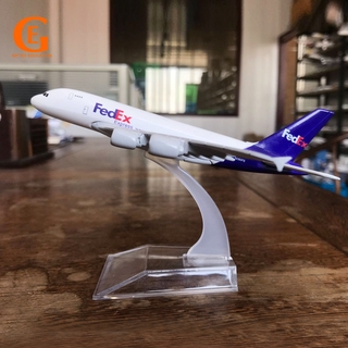 聯邦國際快遞空客380飛機模型A380壓鑄金屬航空客機模型玩具帶展示架