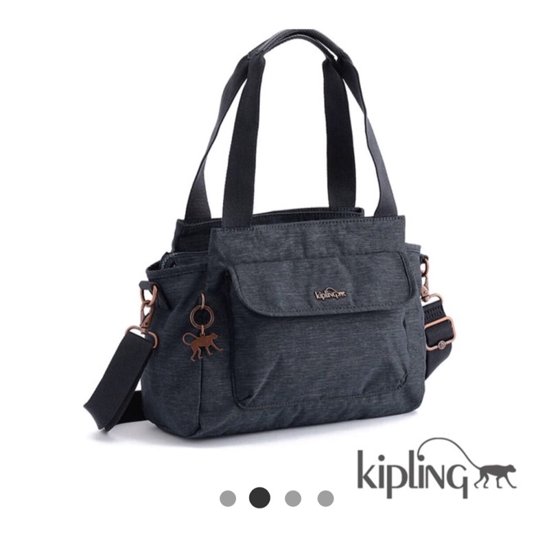 最新秋冬新品....Kipling 紋路質感藍手提側背包-中